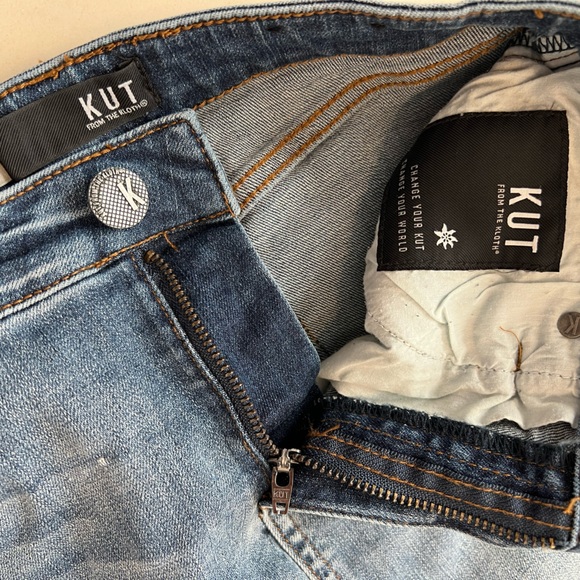 KUT from the Kloth Connie Skirt High Low Fray Hem Denim Jean Skirt Size 00 - Picture 12 of 16